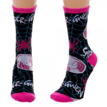 Marvel Spider Gwen Jrs. Tossed Print Crew Socks