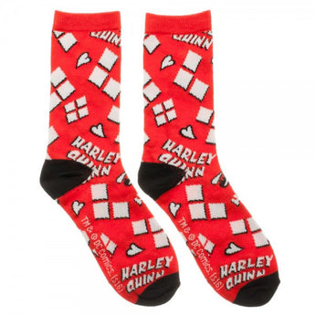 DC Comics Harley Quinn Heart Logo Tossed Print Jr. Crew Socks