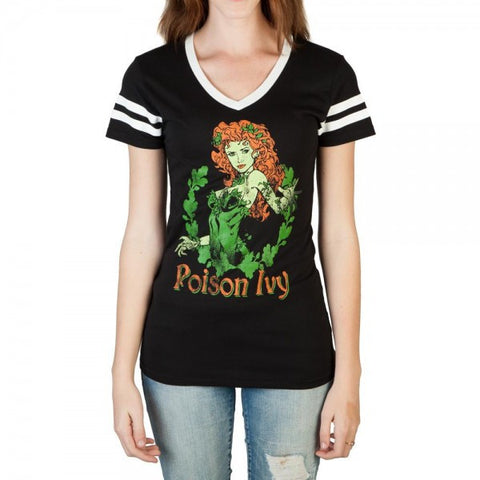 DC Comics Poison Ivy Varsity V-Neck T-Shirt