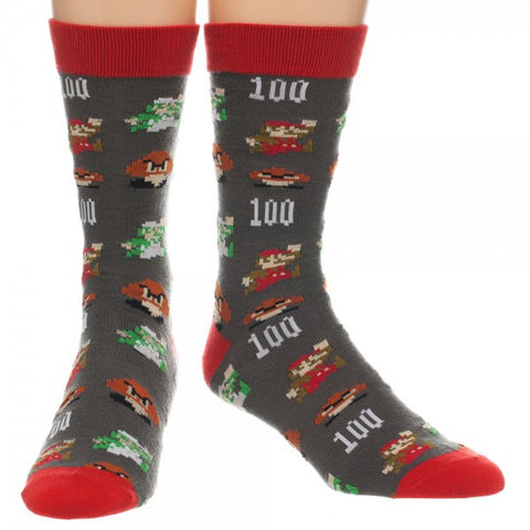 Nintendo Super Mario All Over Print Crew Sock