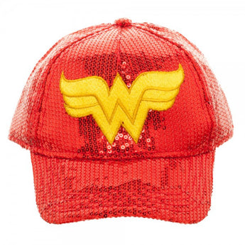 DC Comics Girls Wonder Woman Red Sequin Adjustable Hat