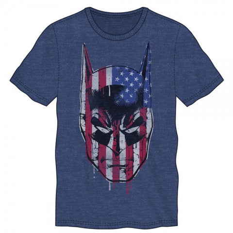 Batman Face Americana Heather Blue Tee