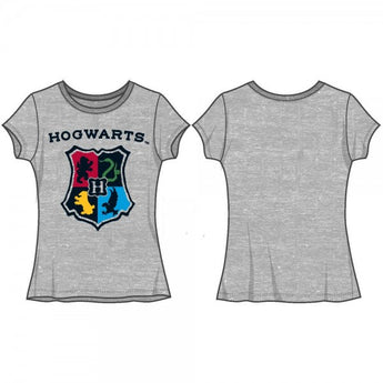 Harry Potter Girls Hogwarts Silver Glitter Tee