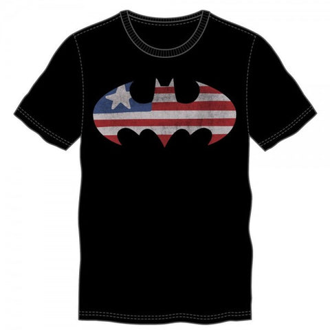 Batman Americana Logo Black Tee Shirt