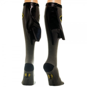 Batman Logo Grey/Black Knee High Shiny Cape Socks