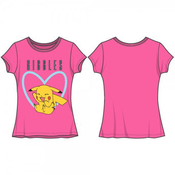 Pokemon Girls Pikachu Giggles Pink Tee