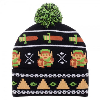 Nintendo Zelda 8 Bit Fairisle Cuff Pom Beanie