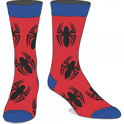 Marvel Spiderman Large All over Print Crew Socks