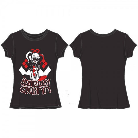 DC Comics Harley Quinn Gilrls Sugar Print Black Tee