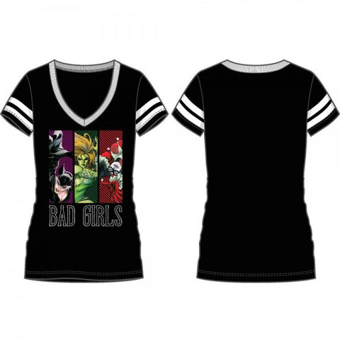 DC Comics Justice League Bad Girls Varsity V-Neck T-Shirt