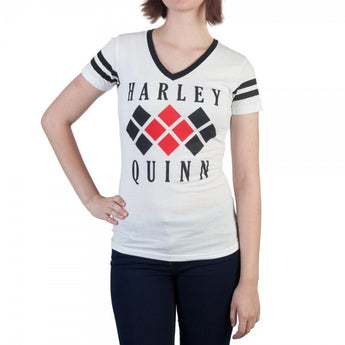 DC Comics Harley Quinn Diamond Logo Varsity V-Neck