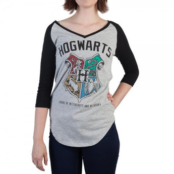 Harry Potter Hogwarts Crest V-Neck Raglan