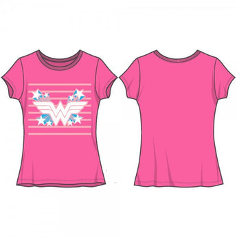 DC Comics Wonder Woman Girls Pink Tee w/ Stars