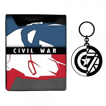 Marvel Captain America/Iron Man Wallet/Keychain Set