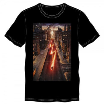 DC Comics Flash Running Through The City Black Tee