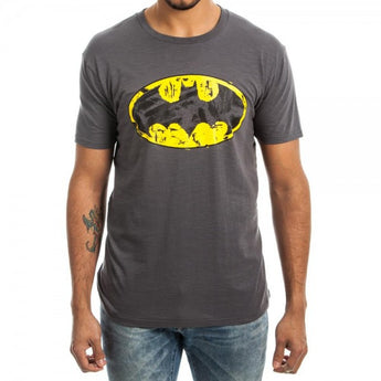 Batman Brushed Logo Charcoal Heather Tee