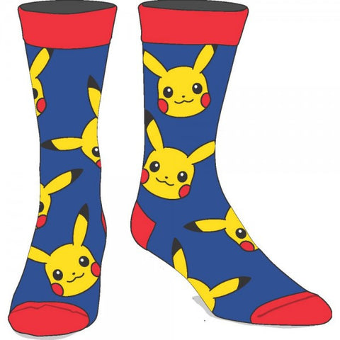 Pokemon Pikachu Large All over Print Crew Socks