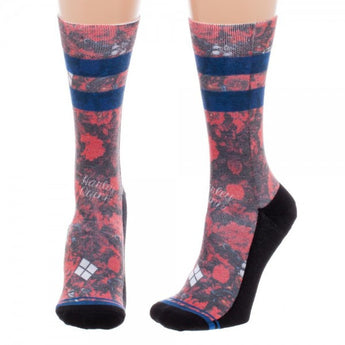 DC Comics Harley Quinn Floral Jrs. Sublimated Crew Socks