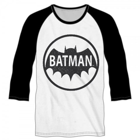 Batman Logo Mens Wht/Blk Raglan