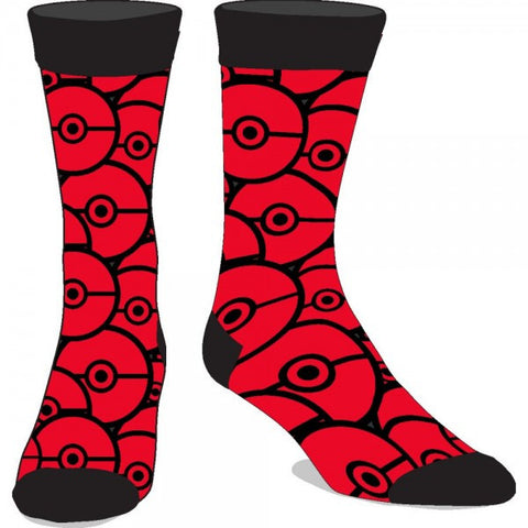 Pokemon Pokeball Red Crew Socks