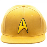 Star Trek Yellow Shirt Snapback SB3BSQSTA UPC - 190371494949 SPECIFICATIONS  Silhouette Name: Snapback Material: Acrylic Wool  Sizing: OSFM Product Dimensions: 58cm  Care: Hand wash cold, lay flat to dry  Imported