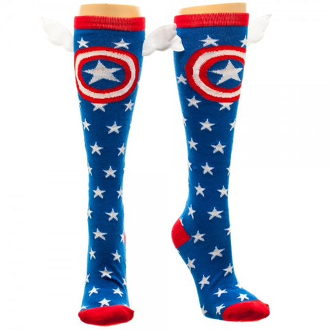 Marvel Captain America Star Knee High Socks with Wings