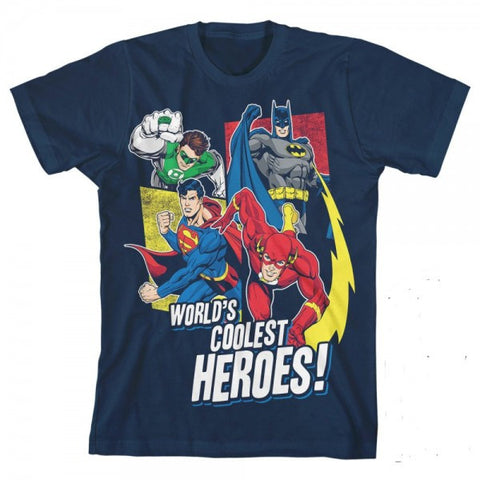 Justice League Coolest Heroes Boys Navy Tee