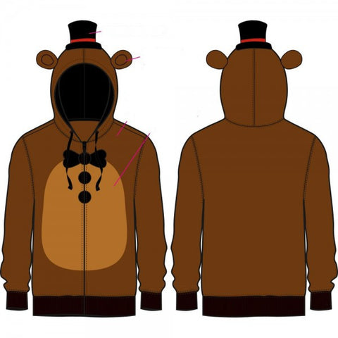 Five Nights at Freddy's Mens Fur Fleece Hoodie with Applique Center